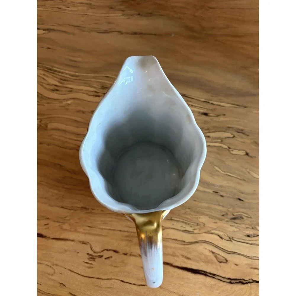 Vintage Godinger & Co. Primavera Porcelain Butterfly White Pitcher Gold Trim 7